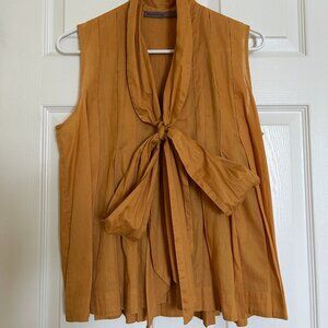Softest linen MarieMarie swing top with sailor bow in mustard